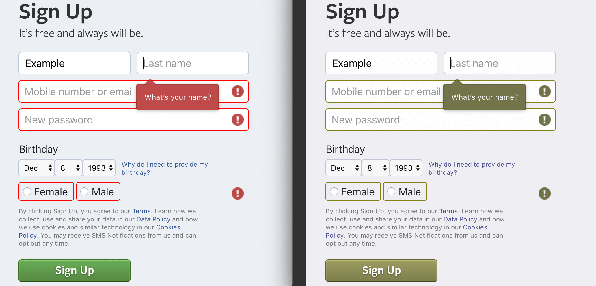 Facebook login screen