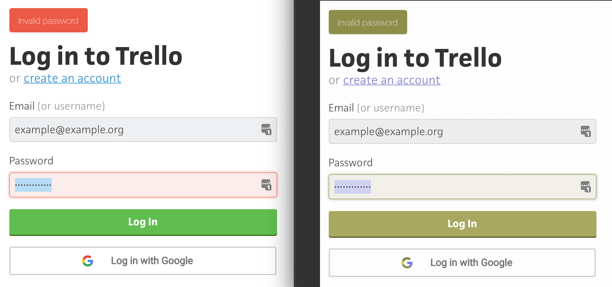 Trello login screen